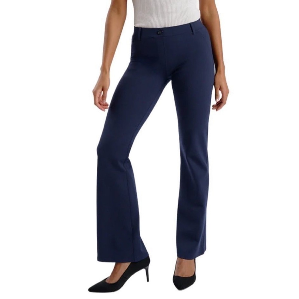 Betabrand Boot Cut Classic Dress Yoga Pants Navy Pull On Size XL Petite Women’s